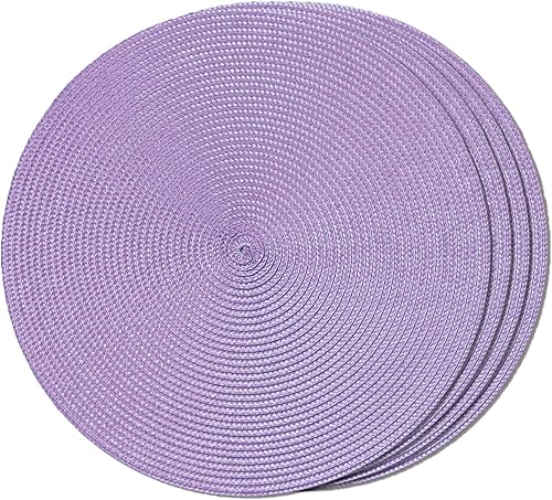 Miniatura 66 de FunWheat Juego de 6 manteles individuales redondos trenzados para mesas de comedor, tejidos, lavables, antideslizantes, para decoración (rojo Rojo