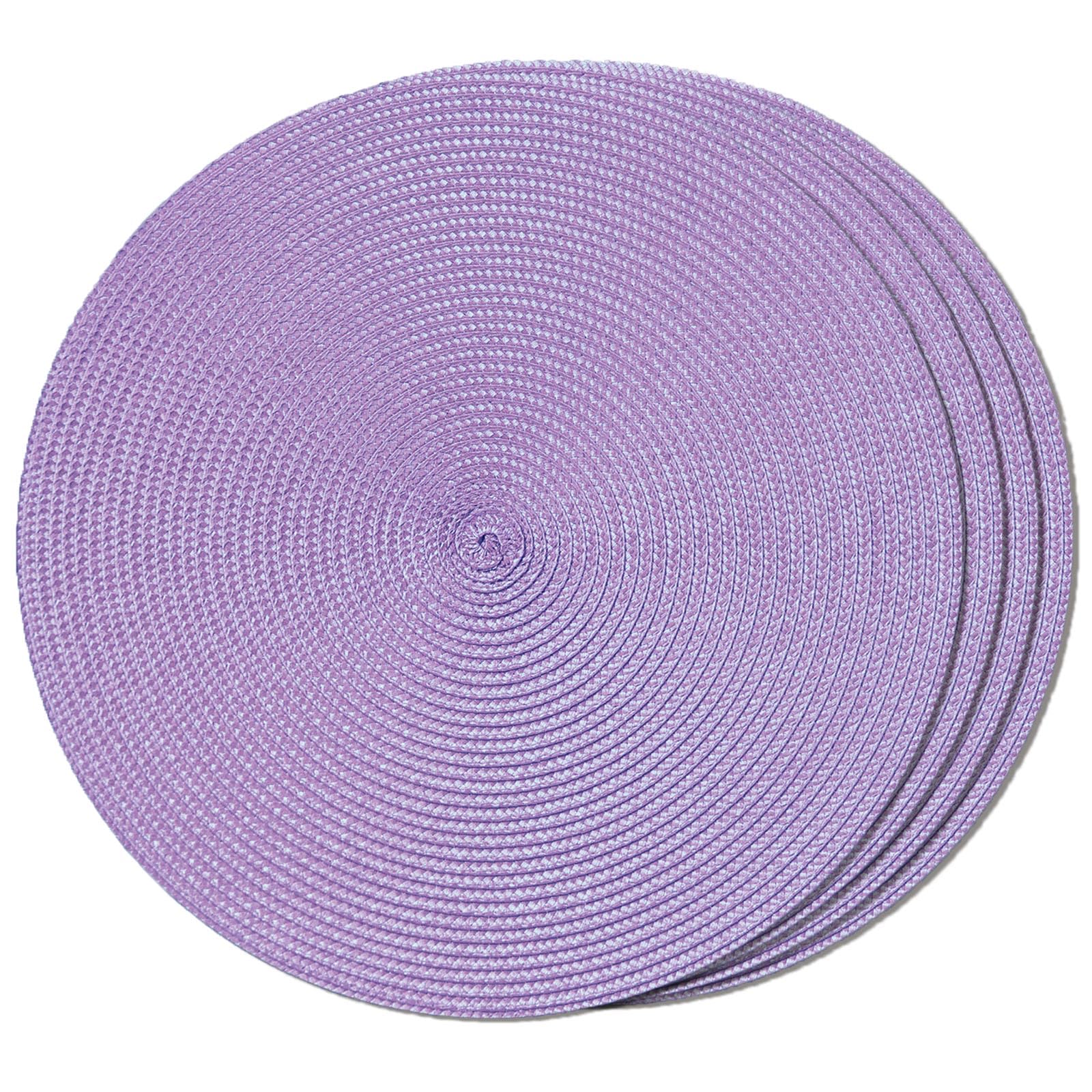 Photo 1 of FunWheat Round Braided Placemats Set of 4 Table Mats for Dining Tables Woven Washable Non-Slip Place mats 15 inch(Lilac Purple,4pcs)