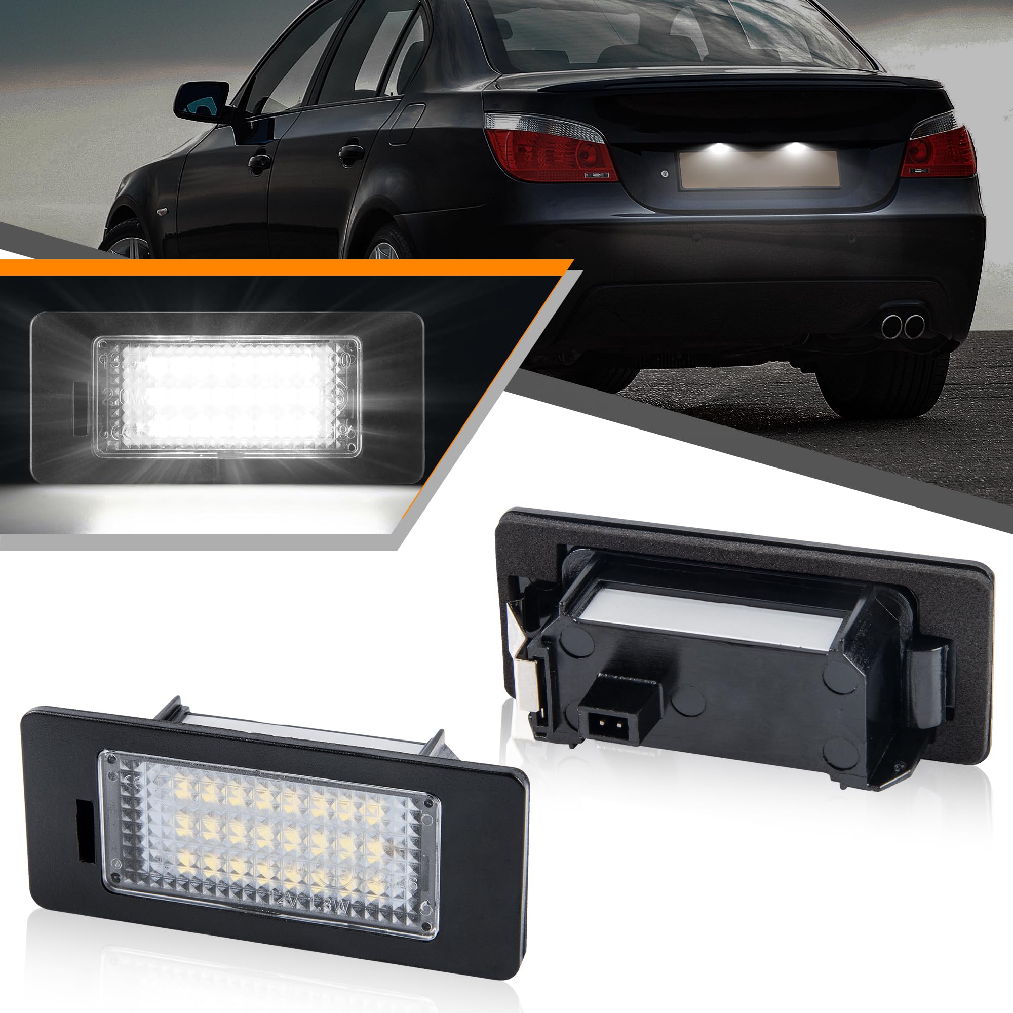 OZ-LAMPE LED Number Plate Lights for BMW 1series E82 E88 3series E90 E91 E92 E93 5series E39 E60 E61 F07 GT F10 F11 F18,License Plate Light for BMW X1 E84 X3 F25 X5 E70 E72 F15 X6 E71 E72