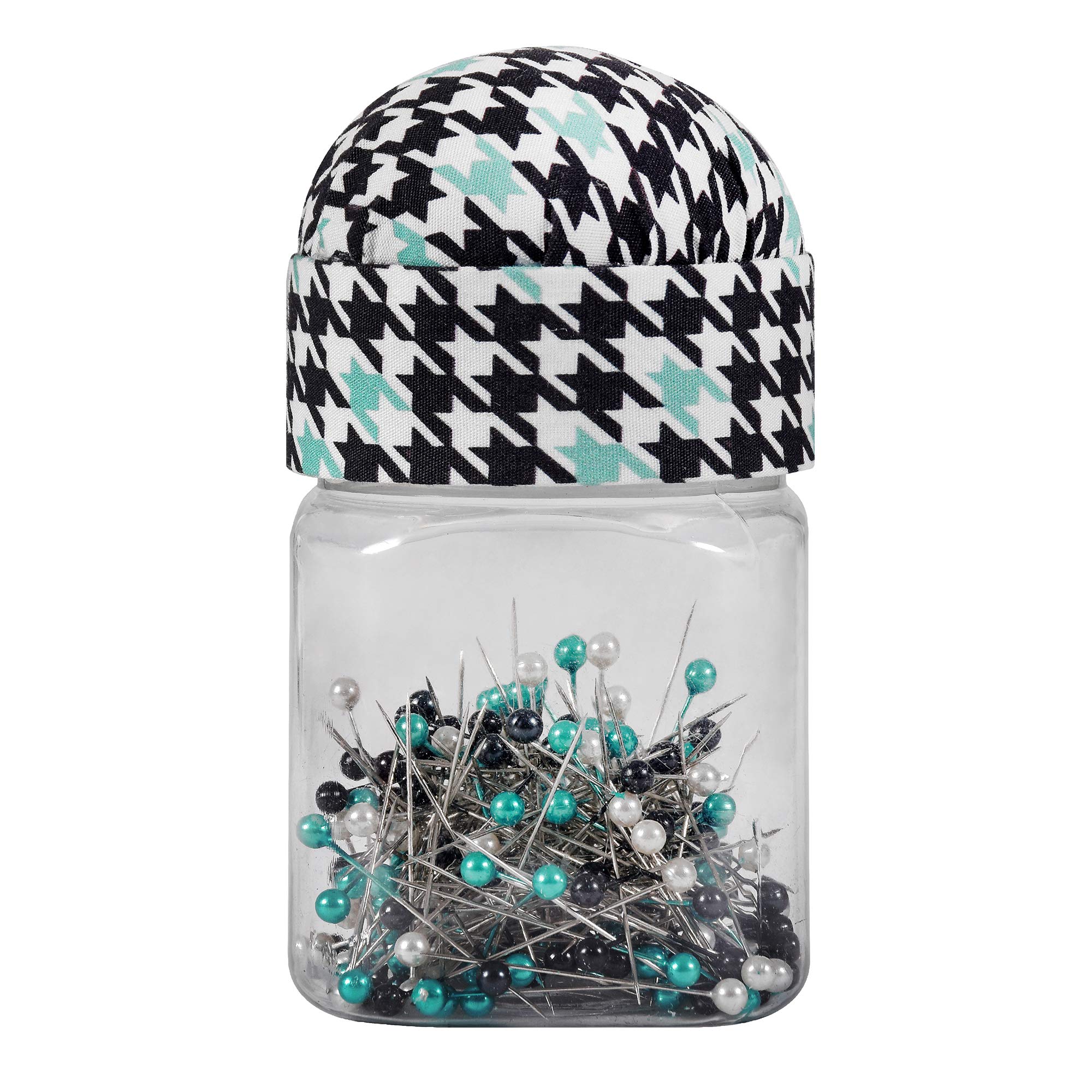 SINGER 50363 Proseries Pearlized Ball Head Pins in Jar with Pin Cushion Lid, Size 24, 200-Count,