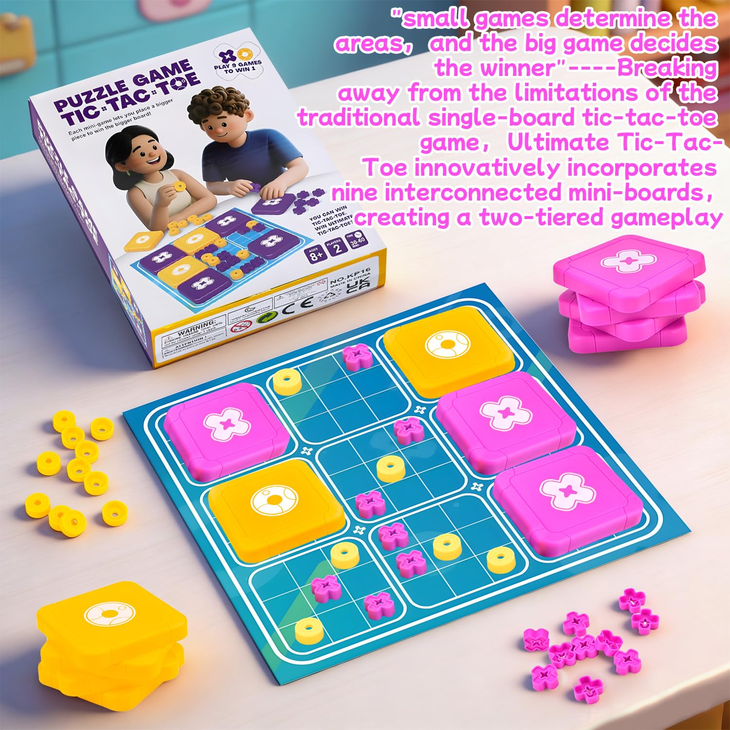 Tic Tac Toe Game, Smart Games for Family Game Night XO Noughts and Crosses Game, 2 Player Board Fidgets Toys - Image 3