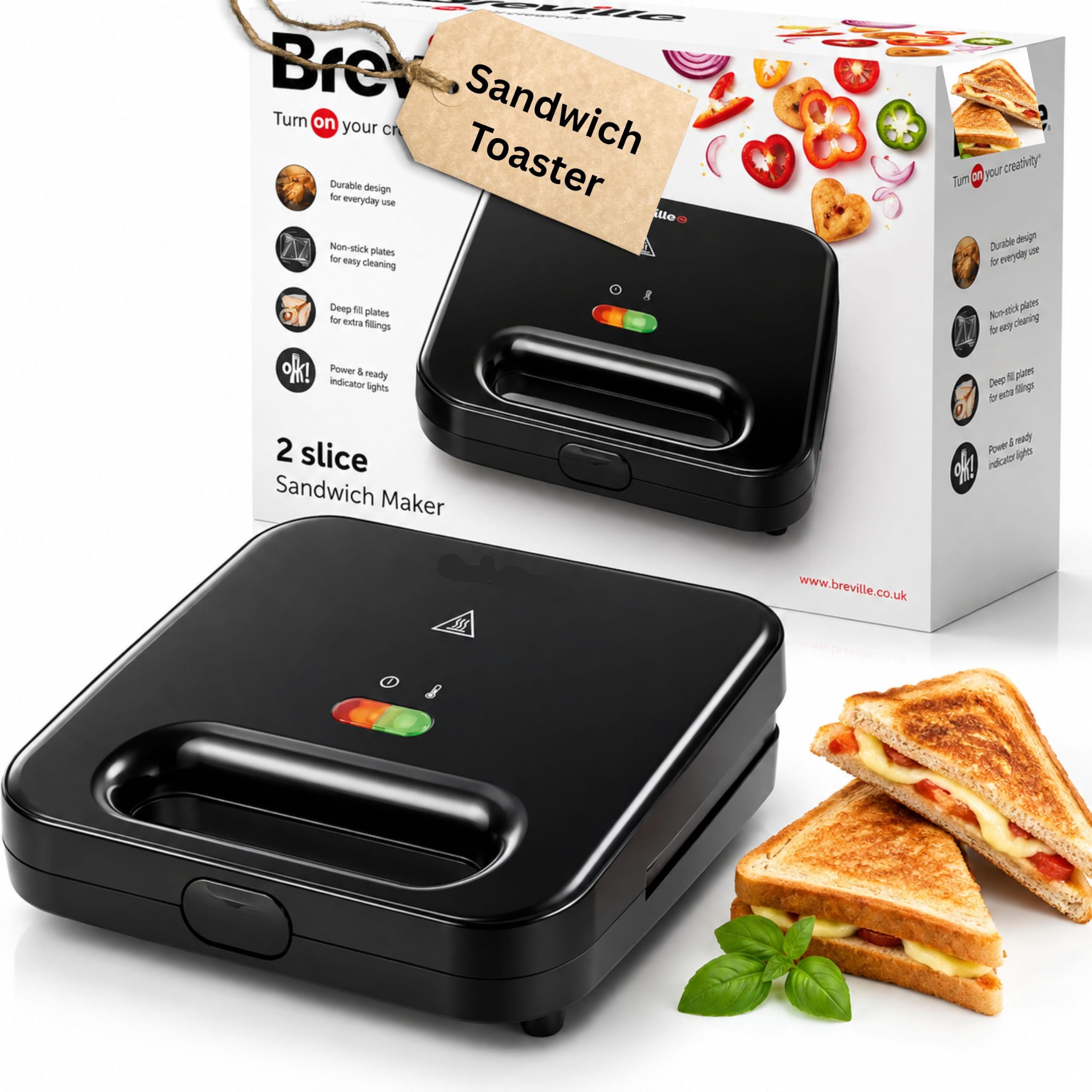 Sandwich Toaster Ultimate Toastie Machine | Deep Fill Toastie Maker, Panini Press, Non-Stick Plates