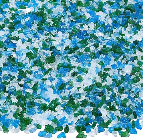 SOFPLATE 1 Schachtel 400g 3 Farben Blau Grün Zerkleinertes Glas Für Bastelarbeit