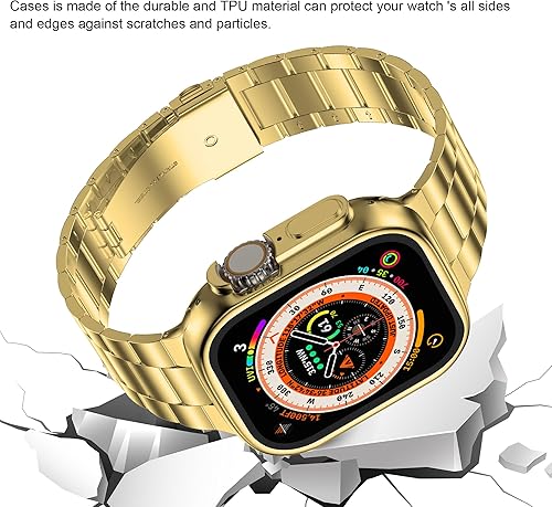 Miniatura 4 de Wolait Compatible con Apple Watch Ultra Band de 1.654 in 1.732 in 1.772 in 1.929 in 1.496 in 1.575 in 1.614 in con funda, correa de acero inoxidable