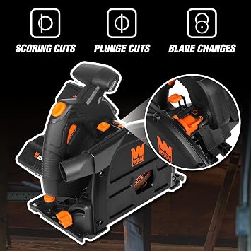 WEN Cordless 6.5-Inch Track Saw, Brushless with Variable Speed (Tool Only, 20V Max Battery Not Included) (20691BT)
