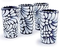 Vista 24 de Juego de 4 vasos de chupito Talavera auténticos mexicanos para tequila - Pintados a mano - 2 Oz (Talavera colorida)