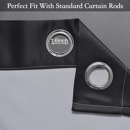Miniatura 3 de SimpleHome Cortinas para bloqueo de luz con aislamiento térmico y ojales, para oscurecer la habitación, 2 paneles, 52 x 84 pulgadas de largo,