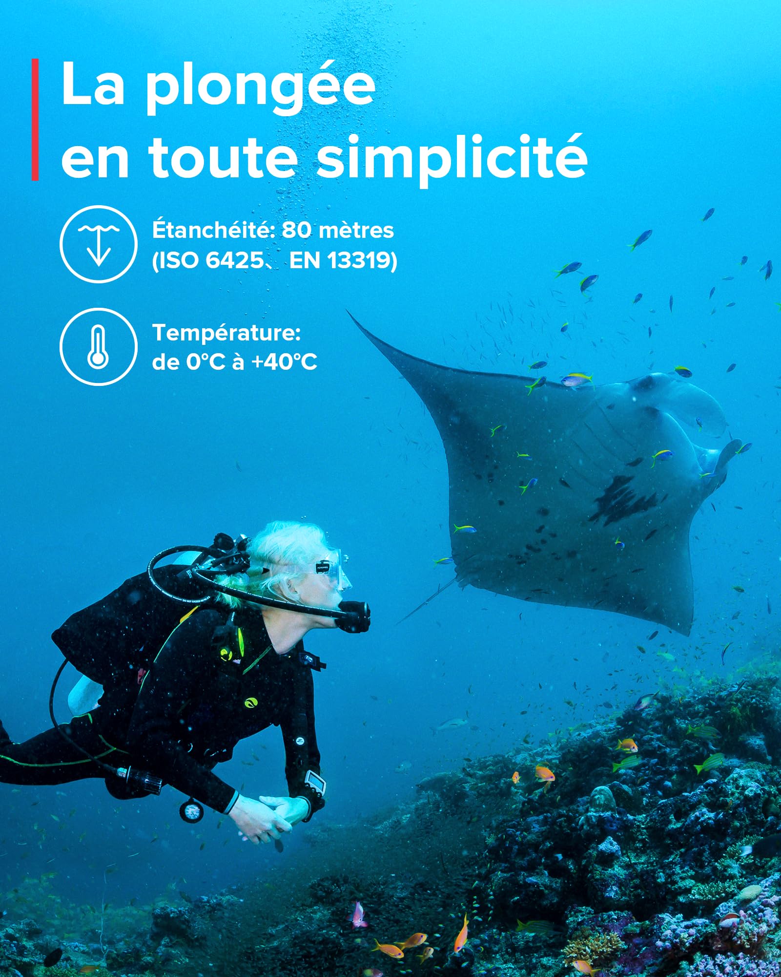 SUUNTO Dive EON Core Montre de Plongée Numérique avec Écran Couleur Facile à Lire, Étanche à 80m, Ordinateur sous-Marine avec Fonctions de Réveil, Chronomètre, Météo, Boussole, Batterie Rechargeable