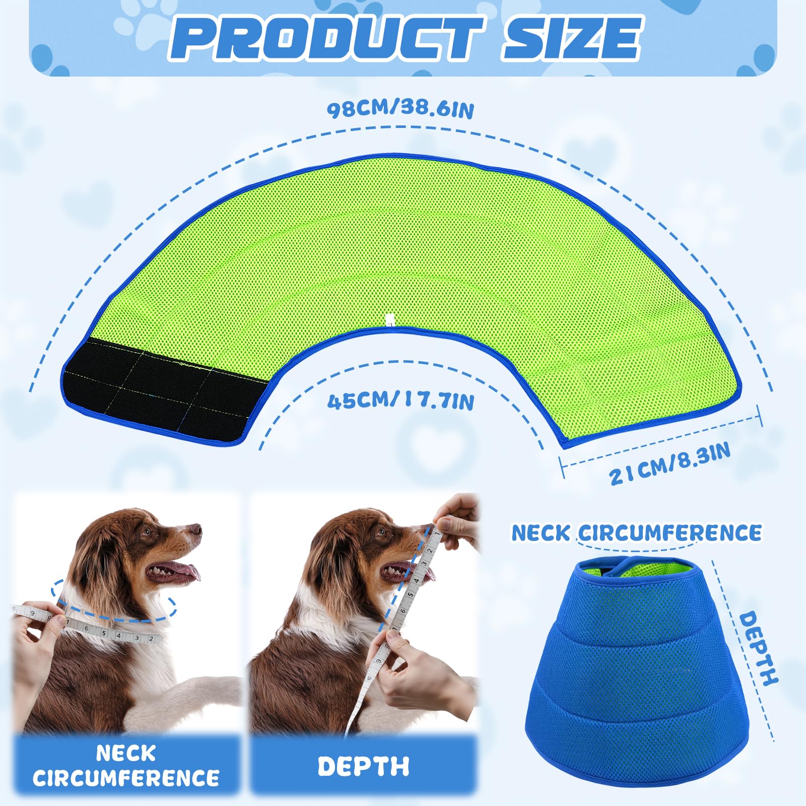 Collarín para perro suave, talla L, cuello isabelino para perros, ajustable y transpirable, protección contra fugas para perros grandes