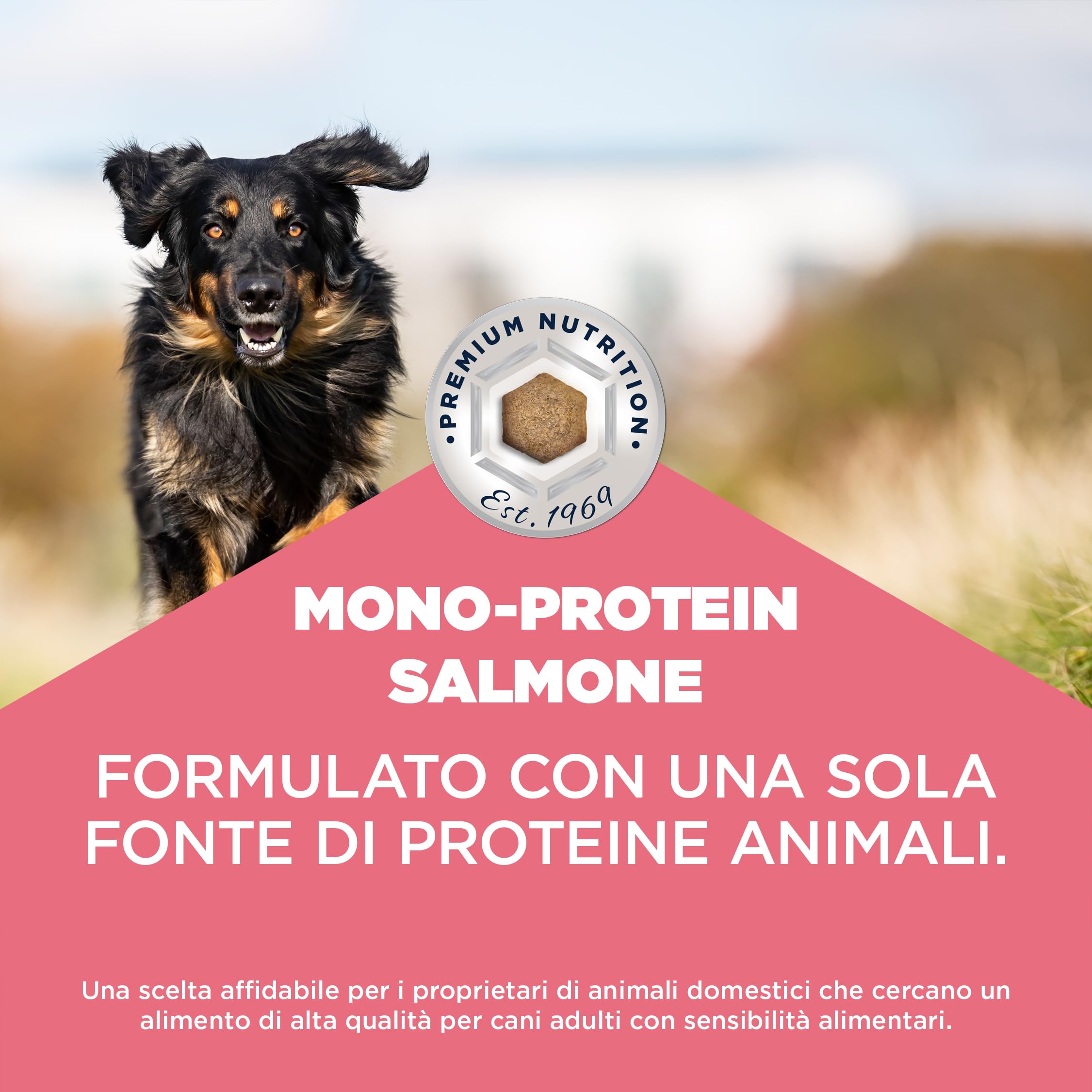 Eukanuba Mono-Protein Salmone crocchette - Cibo secco con salmone come unica fonte proteica animale, ricetta a basso contenuto di allergeni, 12 kg