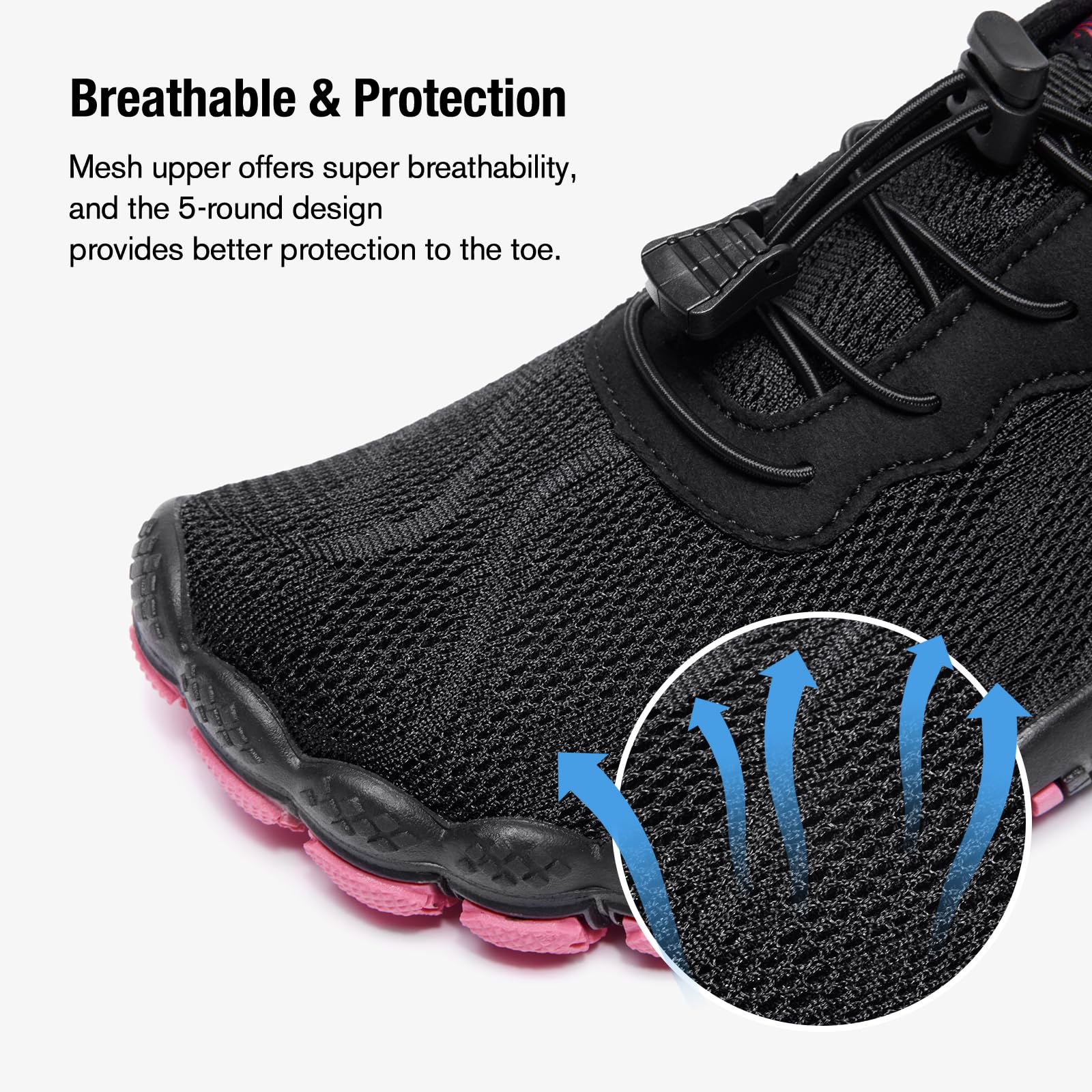 hiitave Zapatos de agua para mujer, de secado rápido, para natación, buceo, surf, deportes acuáticos, piscina, playa, caminar, yoga, negro/fucsia, 38 EU