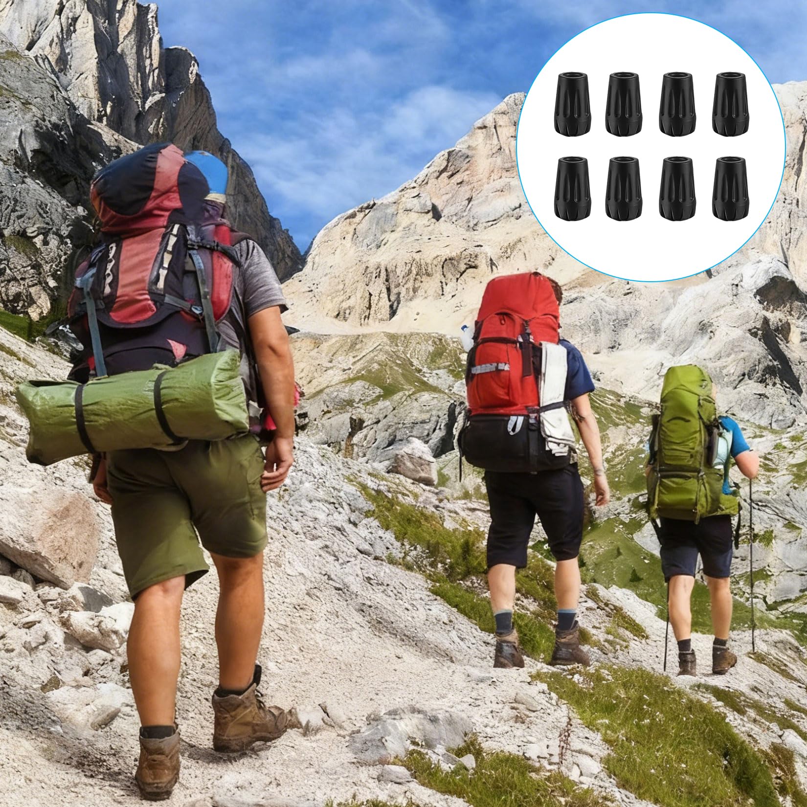Punte in Gomma per Bastoncini da Trekking, Punte in Gomma per Bastoncini Trekking, Tappi Ricambio per bastone da passeggio