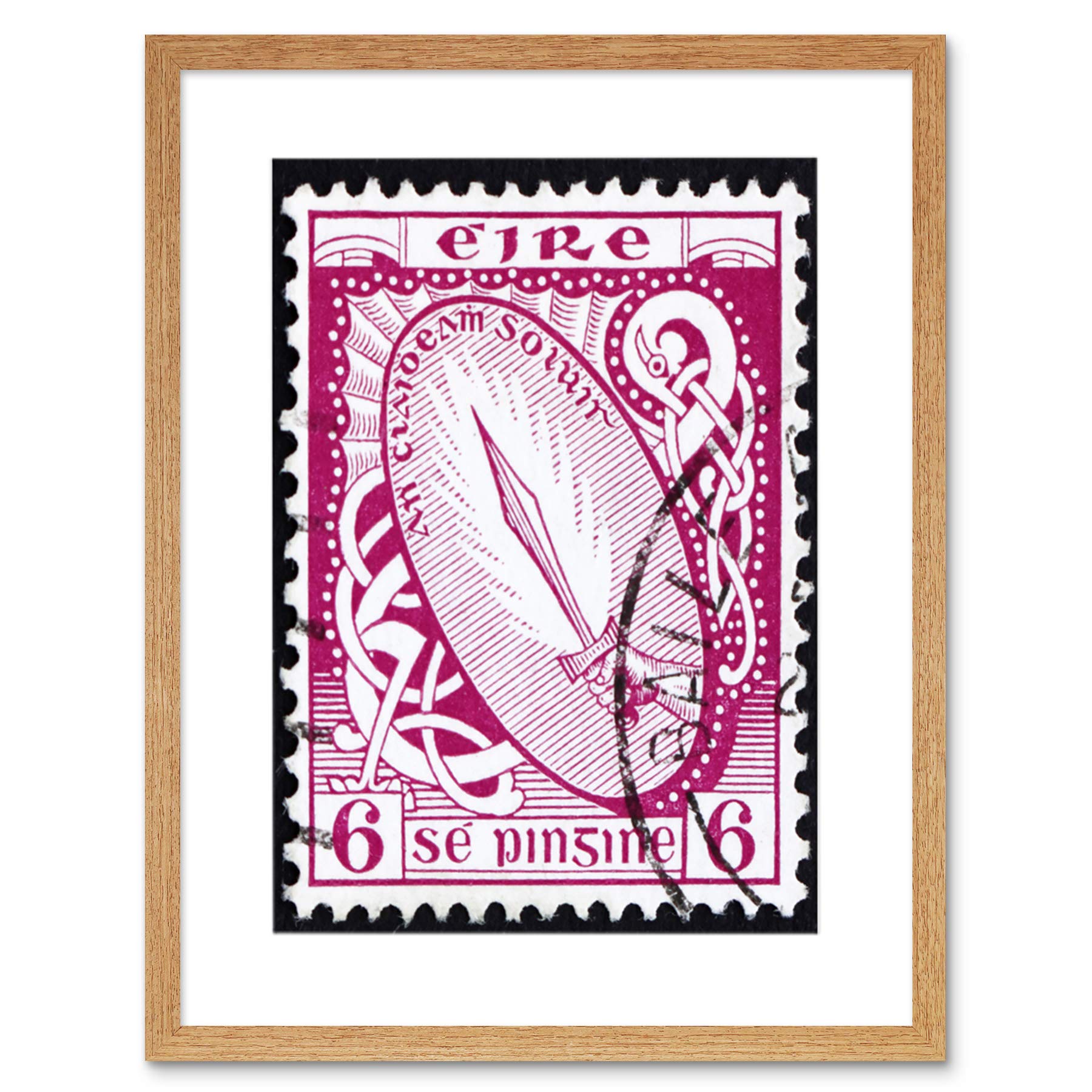 Wee Blue Coo Postage Stamp Ireland Vintage Sword Light Photo Framed Wall Art Print