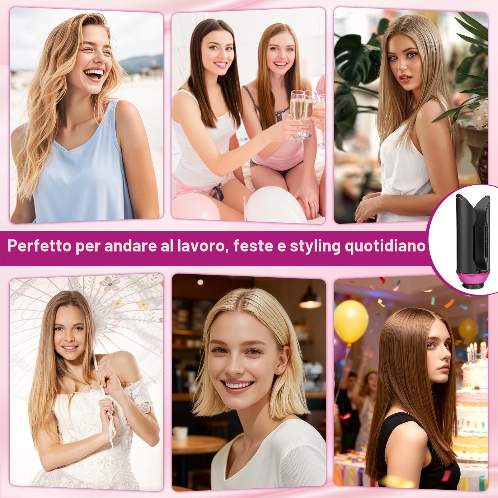Accessorio per piastra per capelli Dyson Airwrap HS01 HS05 HS08, spazzola pre-styling per capelli ricci, accessorio per capelli (rosa)