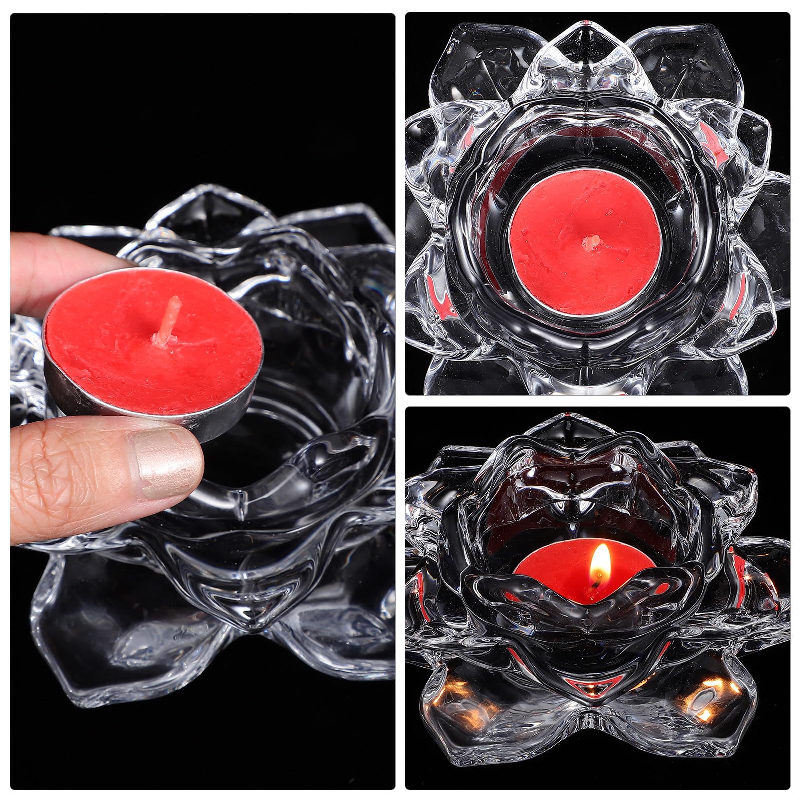 4 Stück Glas Kerzenhalter in Lotusblumenform, für Zuhause