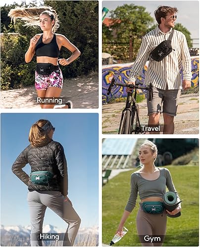 Miniatura 6 de WATERFLY Riñonera pequeña y ligera 1.5L Mini bolso cruzado delgado para la cintura con bloqueo RFID, bolsa antirrobo y resistente al agua para