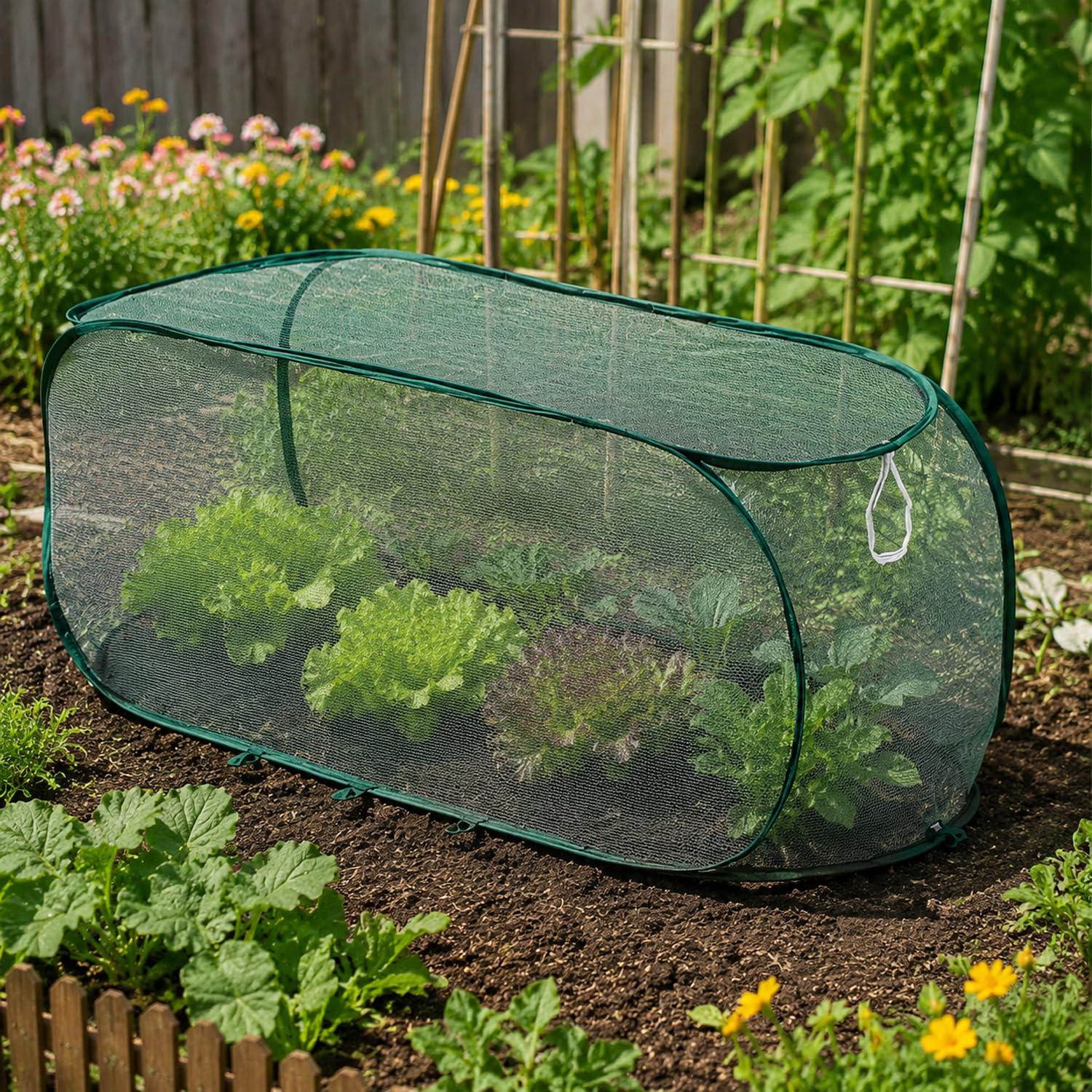 Pop-Up Garden Mesh Plant Cover – Foldable Plant Protection Tent, Insect Bird & Sun Barrier Netting for Vegetables, Herbs & Potted Plants, Greenhouse Net for Raised Beds (120 Cm X 45 Cm X 40 Cm)