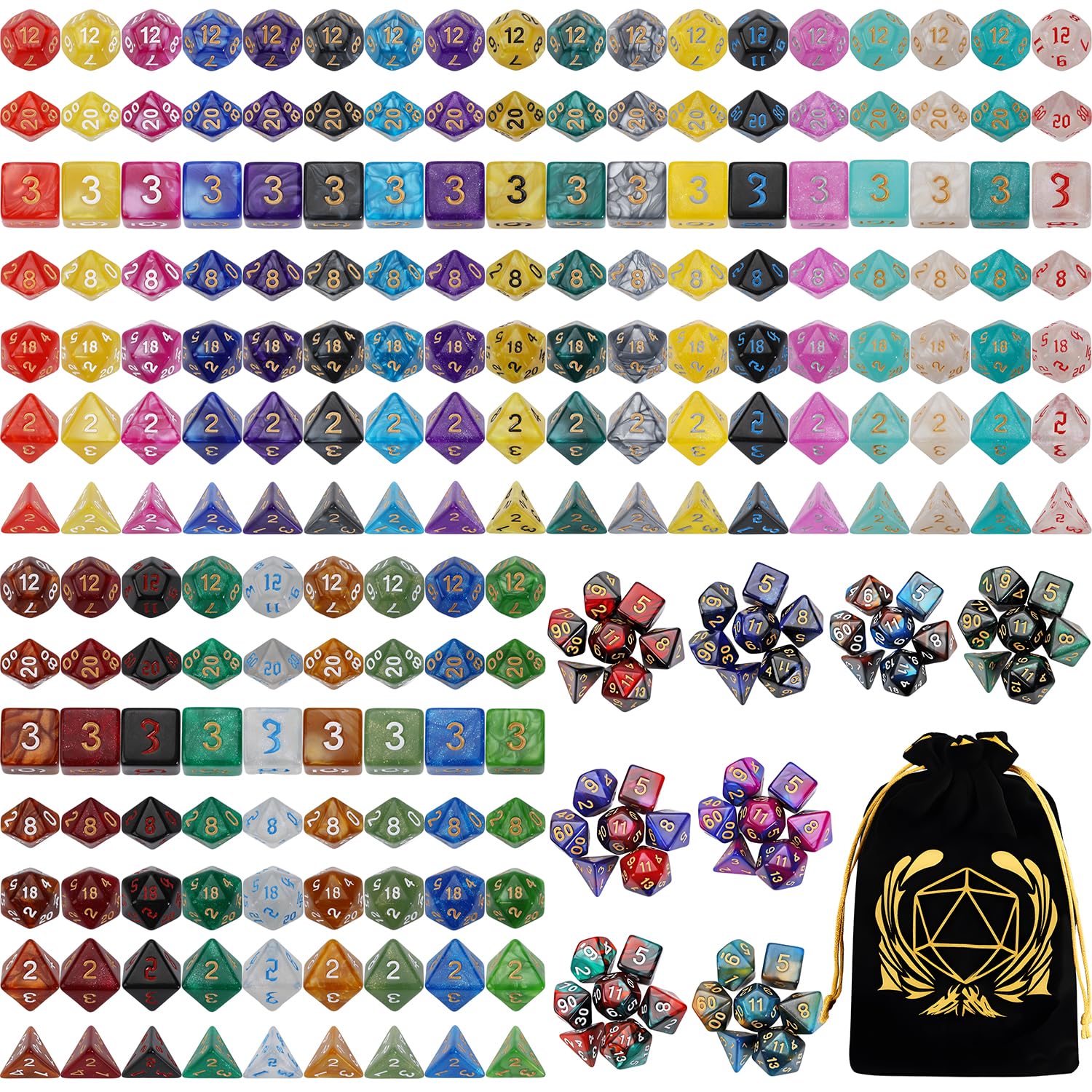 Coyeekn 35-Set DND Polyhedral Dice with Storage Pouch