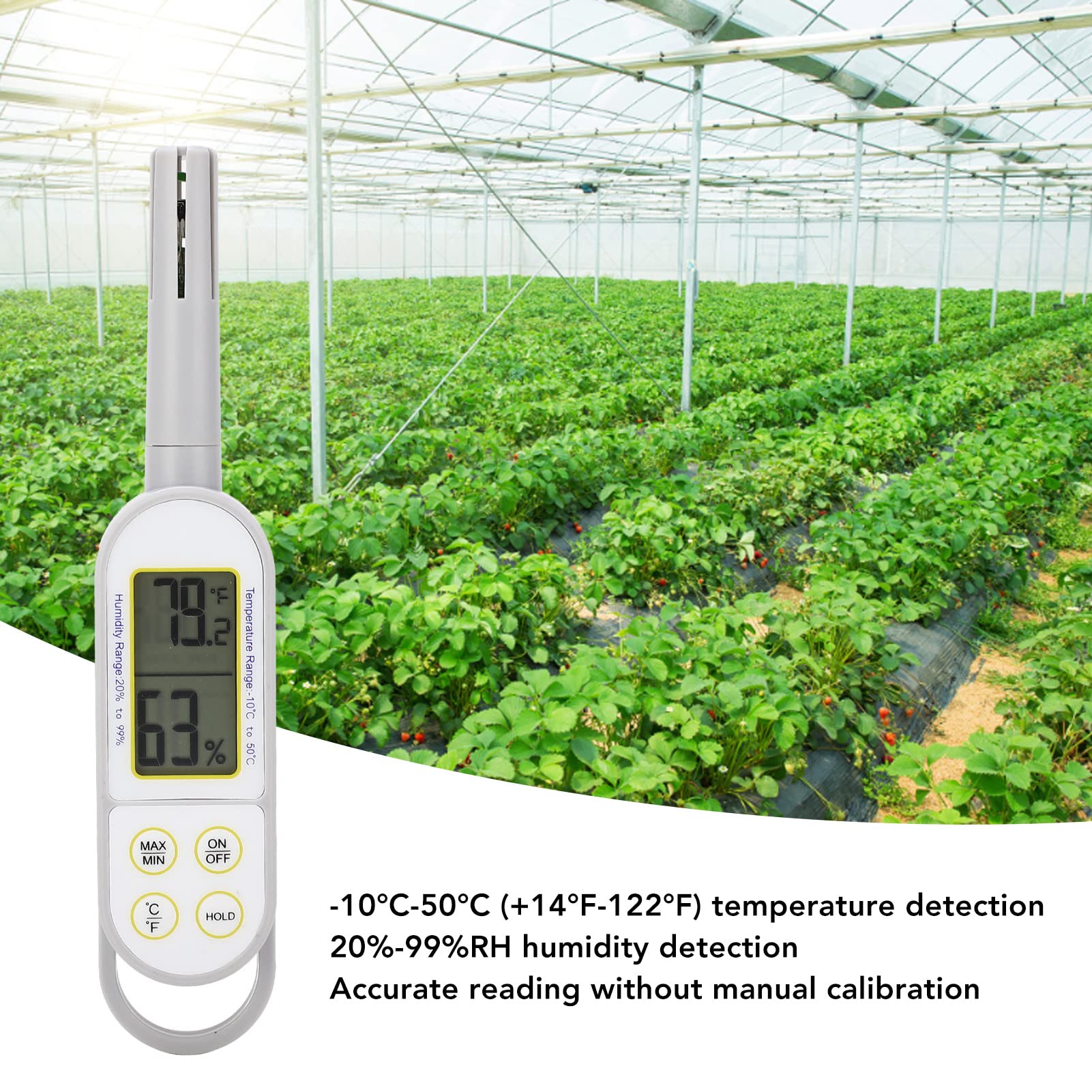 QANYEGN Indoor Temperature Humidity Meter, High Precision Digital Hygrometer, Digital Dry Wet Thermometer Handheld Hygrometer with Battery