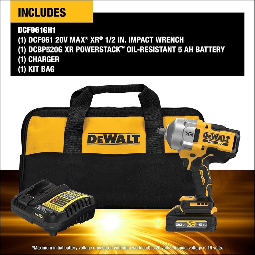 DEWALT 20V MAX XR 1/2 Inch Cordless Impact Wrench Kit with