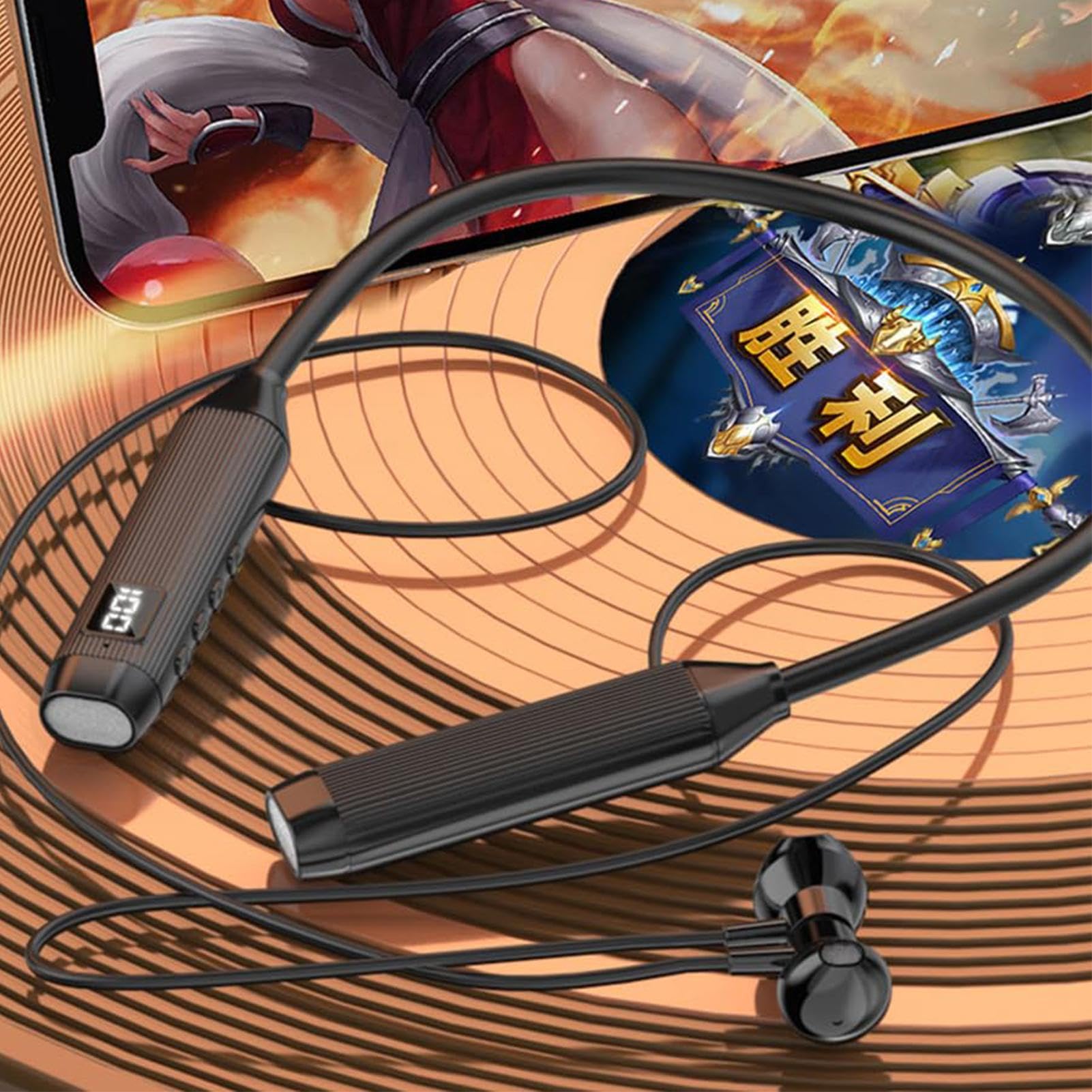 Auricolari sportivi con archetto da collo - Cuffie wireless con archetto da collo | Auricolari sportivi con design intorno al collo | Auricolari intrauricolari per alpinismo e allenamento | Cuffie Blu