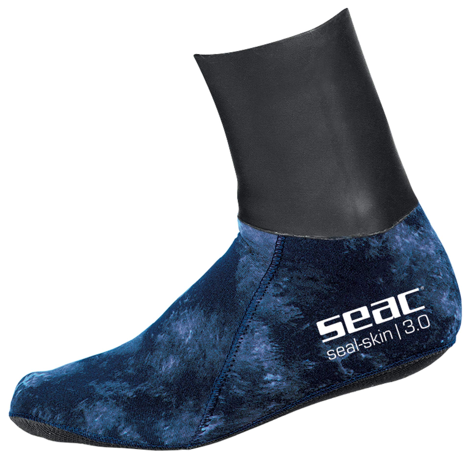 SEAC Skin Thermal Socks for diving and Underwater Fishing 3mm Neoprene Camouflage Unisex Adult, Blue Camo M