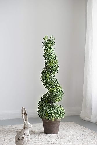 Vista 2 de A&B Home - Árbol de boj artificial en espiral de 3 pies en maceta, para interiores y exteriores, decoración de casa de 35 pulgadas