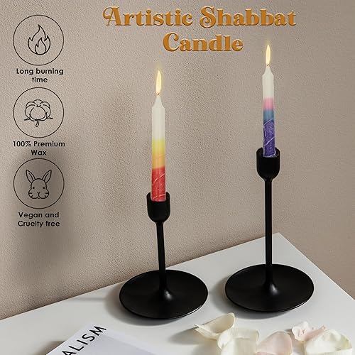 Miniatura 167 de Majestic Giftware /Safed Candles - Paquete de 12 velas Shabat (SC-SHTR-T) Velas tradicionales de Shabat hechas a mano de 5 pulgadas sin goteo Se
