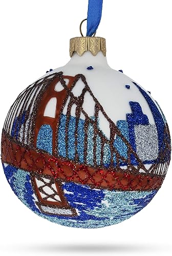 Miniatura 8 de San Francisco, California, USA Adorno de Navidad de cristal de 3.25 pulgadas