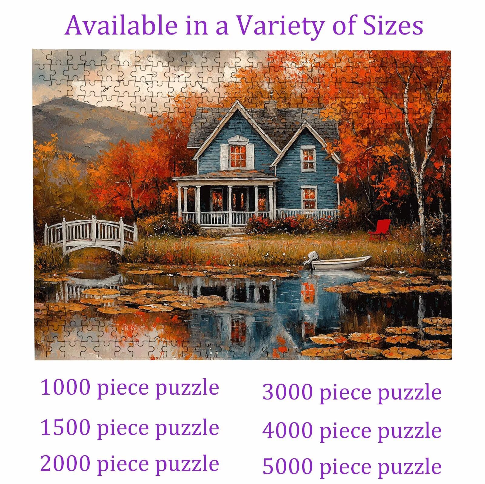 Puzzle 1000 elementów, puzzle 1000 elementów dla dorosłych, trudne puzzle, druk w wysokiej rozdzielczości i jasne kolory, drewniana kabina krajobrazowa puzzle (3) z wykwintnym pudełkiem do pakowania