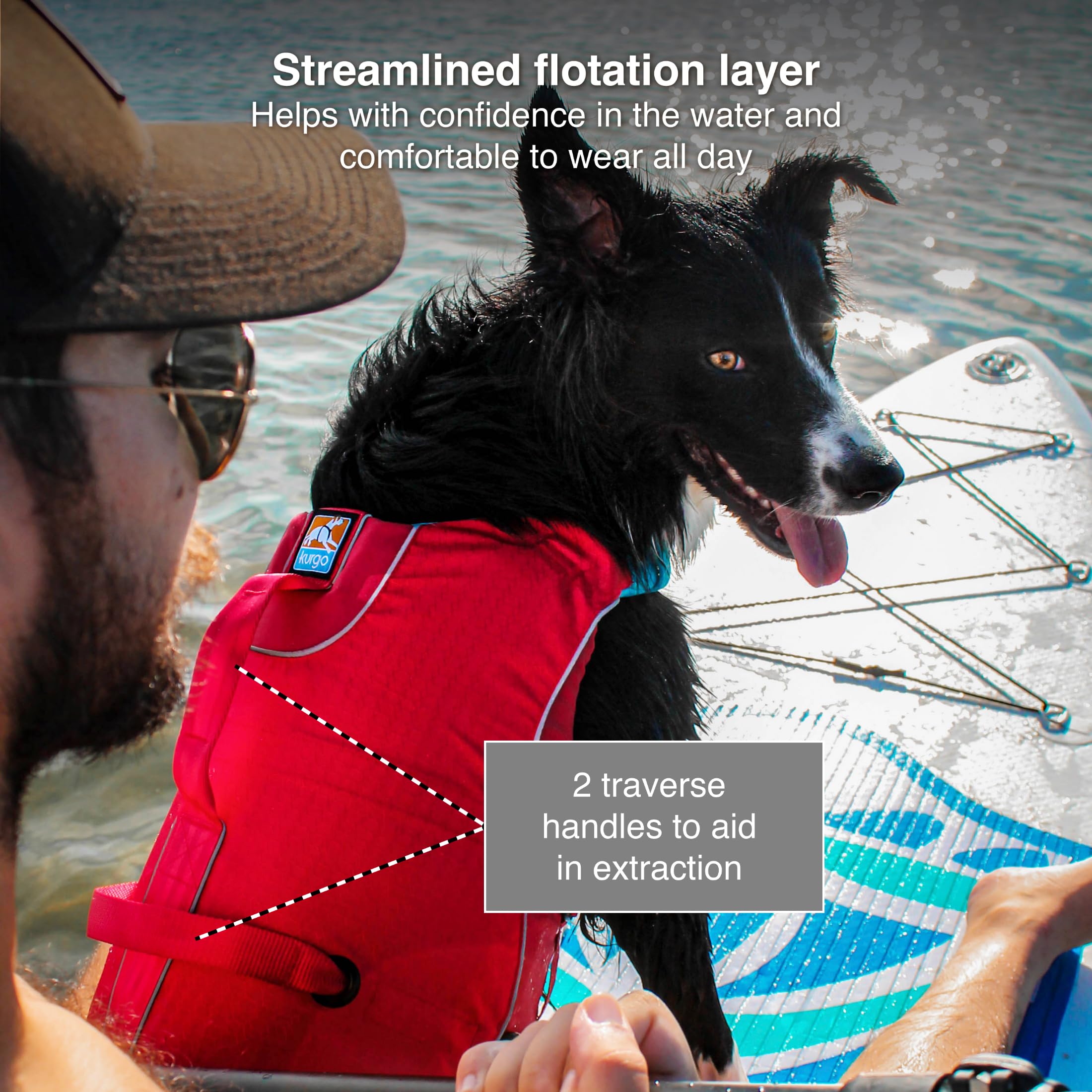 Giubbotto Di Salvataggio Per Cani Kurgo Surf N' Turf – Gilet Riflettente Con Maniglie E Anello A D, Taglia XS