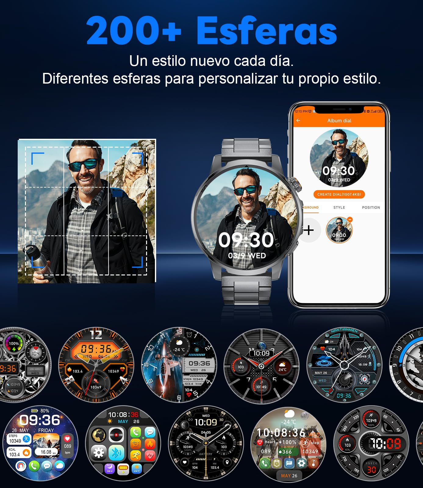 FEELNEVER Reloj Inteligente Hombre,1.85" HD Smartwatch Hombre con Llamadas,Pulsómetro SpO2, Monitor Sueño, Podómetro,Batería de 1000 mAh, 110+ Modos Deportivos iOS Android,Negro