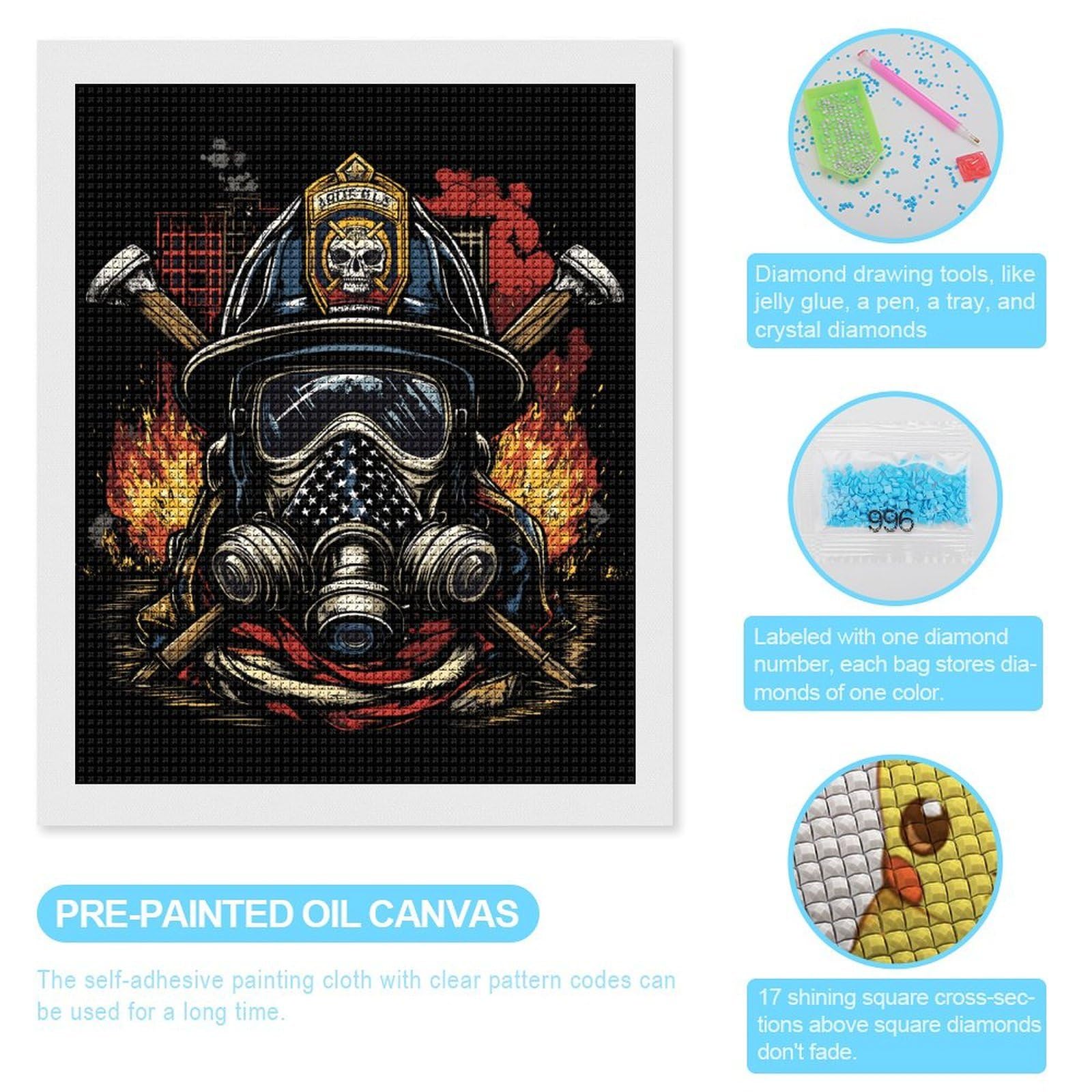 Amazon.com: Firefighter Fireman Diamond Painting Art Kits Square