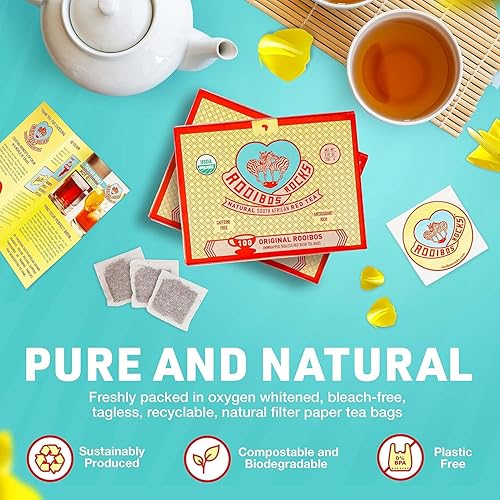 Miniatura 6 de Rooibos Rocks Bolsas de té Rooibos de alta calidad 200 bolsas de té orgánicas USDA naturalmente libres de cafeína sudafricanas originales de arbusto