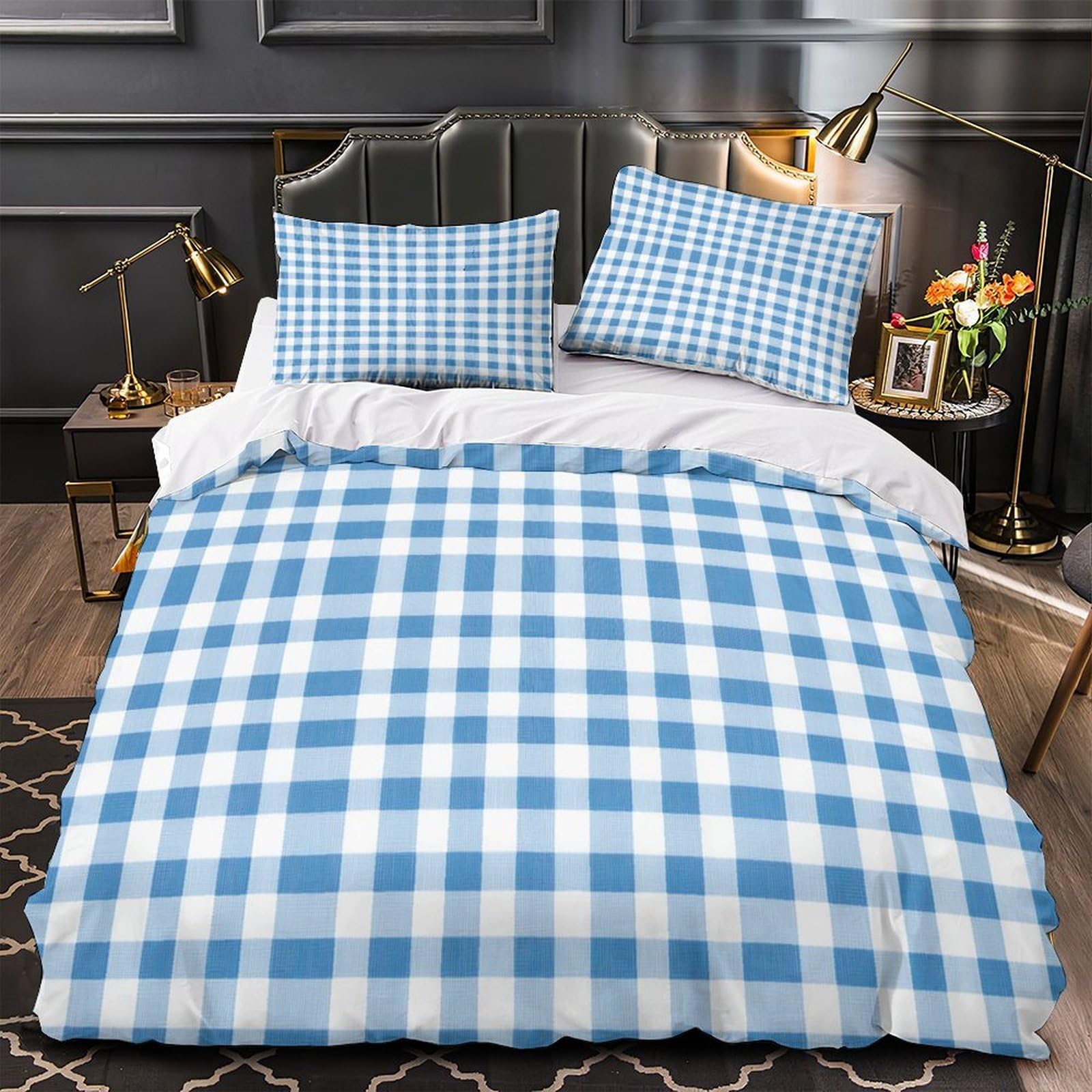 Housse de couette respirante pour enfants et adultes lit simple bleu