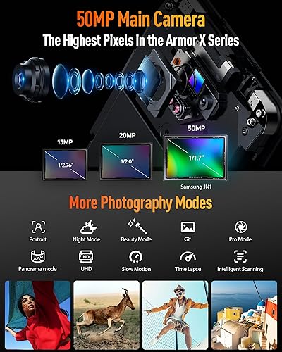 Miniatura 3 de Ulefone Armor X13 Teléfonos resistentes desbloqueados, IP68IP69K teléfono impermeable, MTk Helio G36 12GB+64GB, cámara de visión nocturna de 50