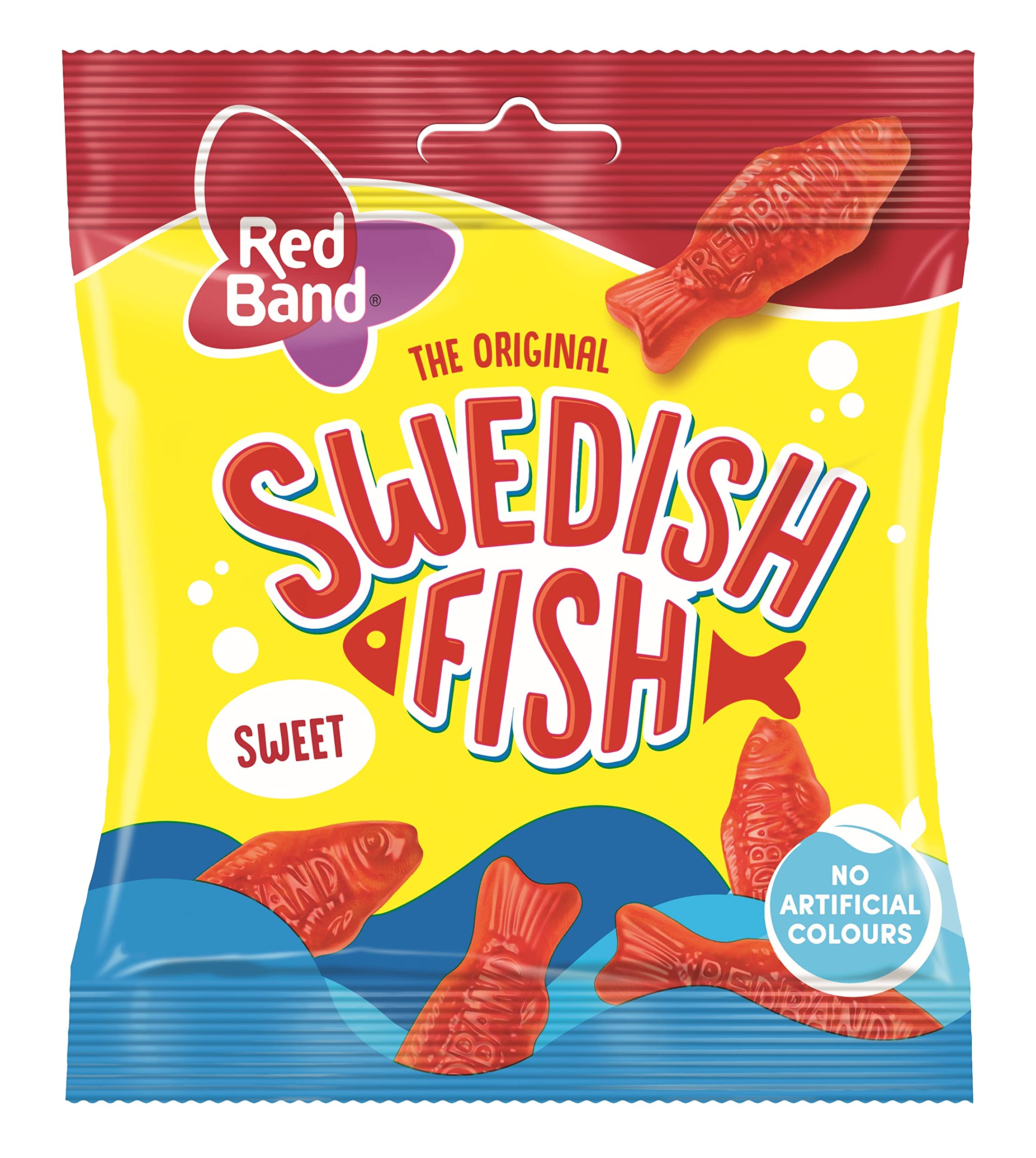 Red Band Swedish Fish Shape Sweet Strawberry Flavour Chewy Candies Pack 10x100g