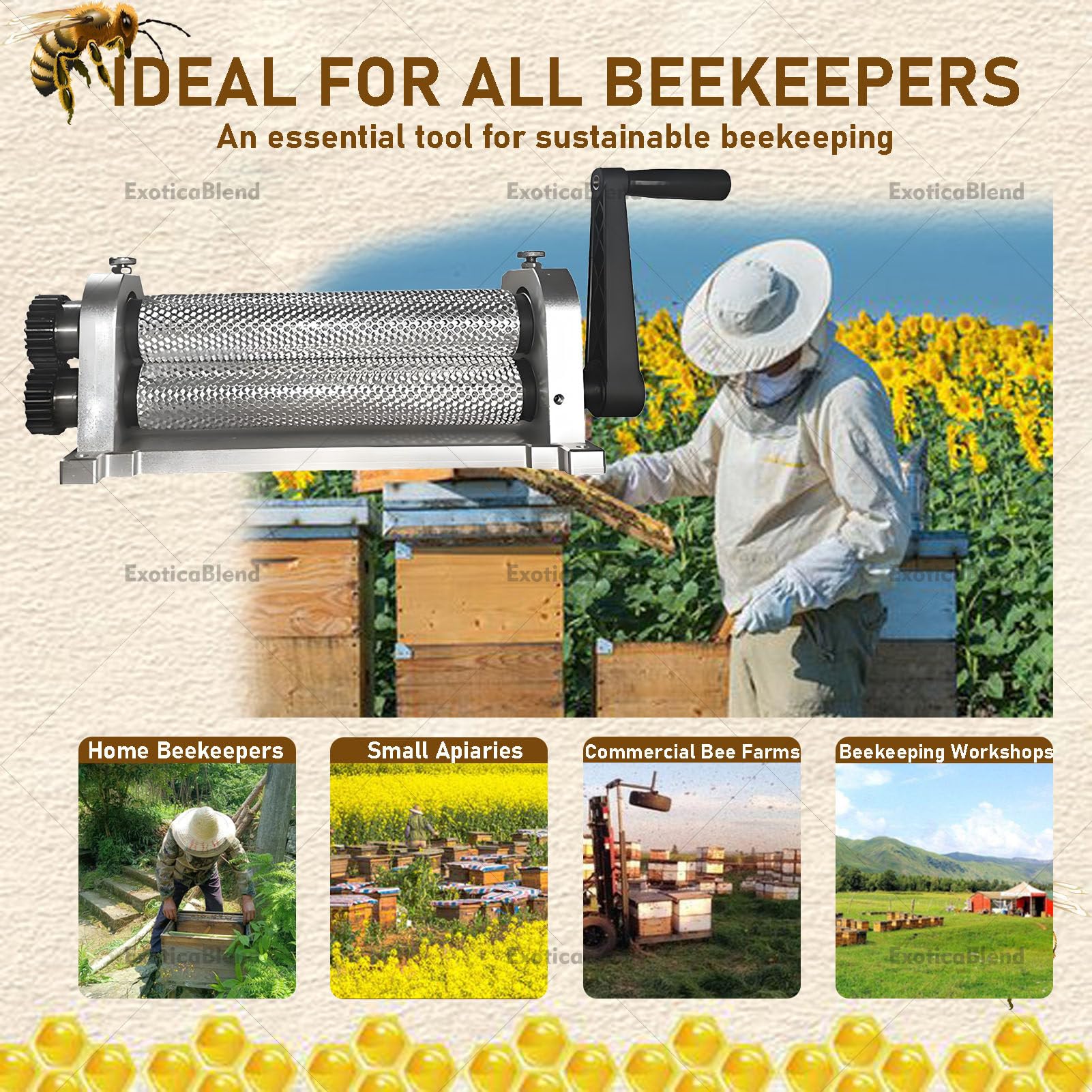 Manuelle Prägemaschine für Bienenwachs-Mittelwände (Walzenpresse) 5.4mm