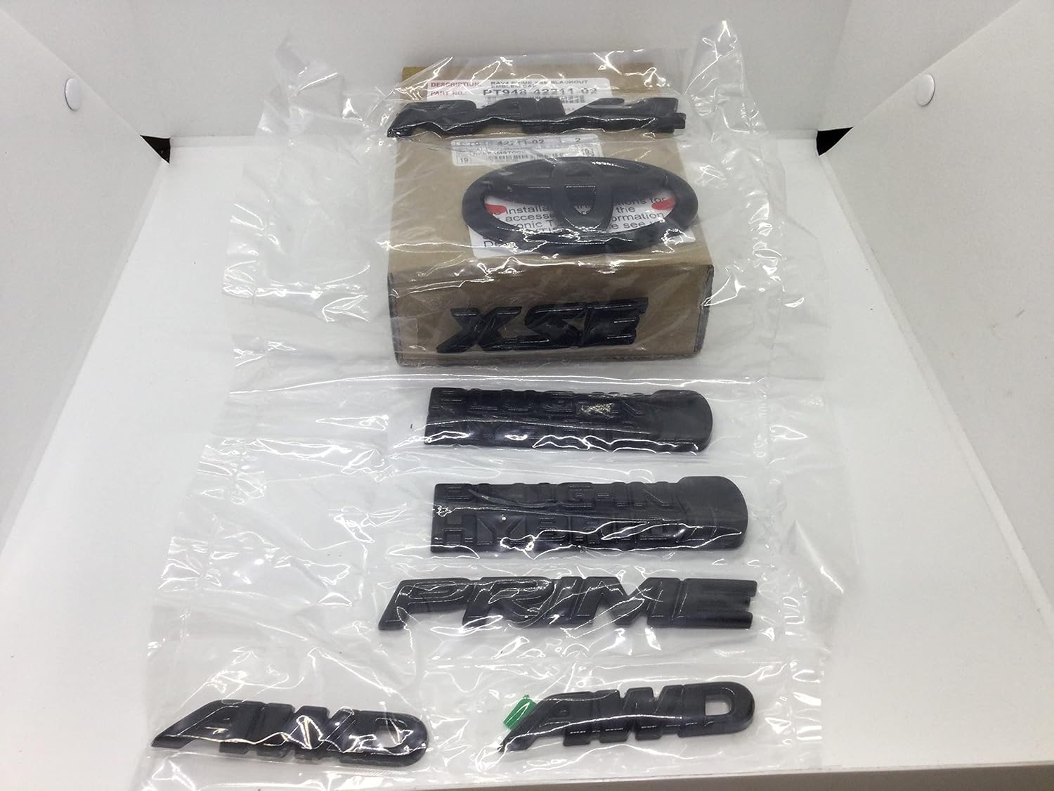 Genuine Toyota Rav4 Prime Hybrid AWD XSE Black Emblem Overlays Set/Kit