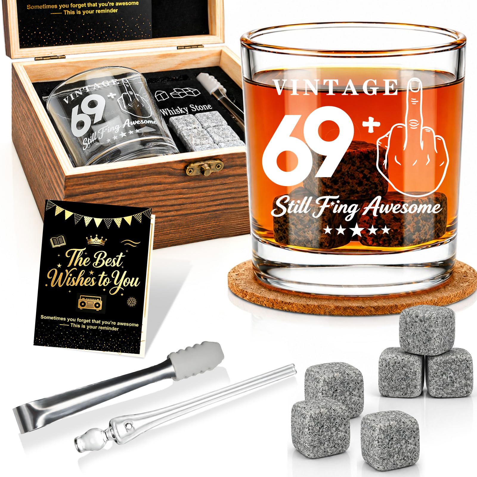 EXREIZST 1956 Whisky Glass Set – 70th Gifts for Him, Box & Stones — image 1