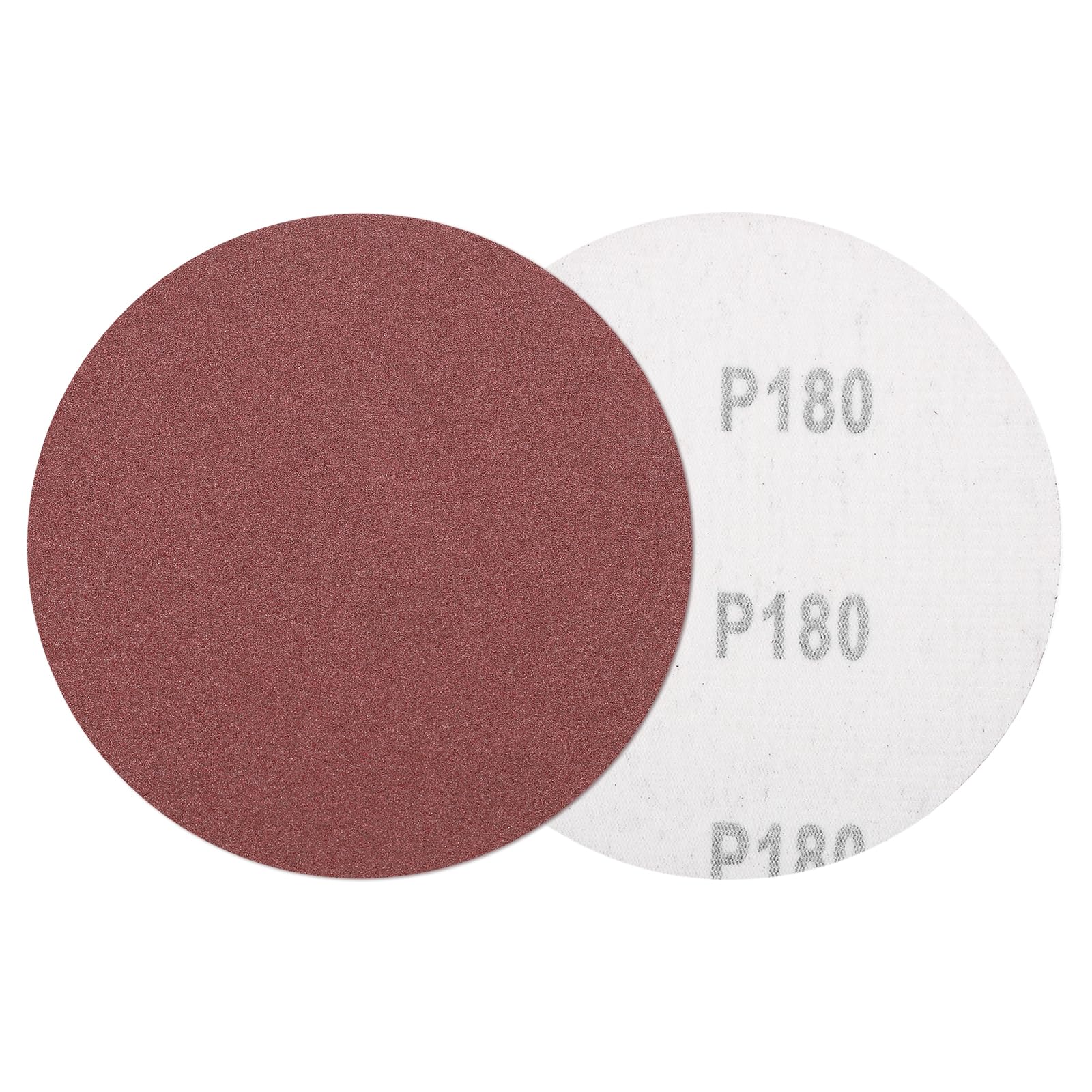 sourcing map 5 Pcs 125mm 5 Inch Sanding Discs, 180 Grit Hook and Loop Sandpaper, No-Hole Aluminum Oxide Orbital Sander Sandpaper for Woodworking Automotive Metal Polishing, Red