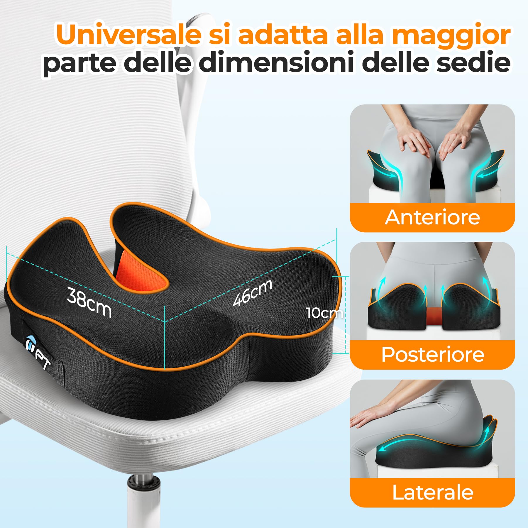 Cuscino Sedia Ufficio - Cuscino Sedile, Cuscino Memory Foam per Sedia da Scrivania, Ufficio Casa Auto Sedia a Rotelle, tutte le stagioni