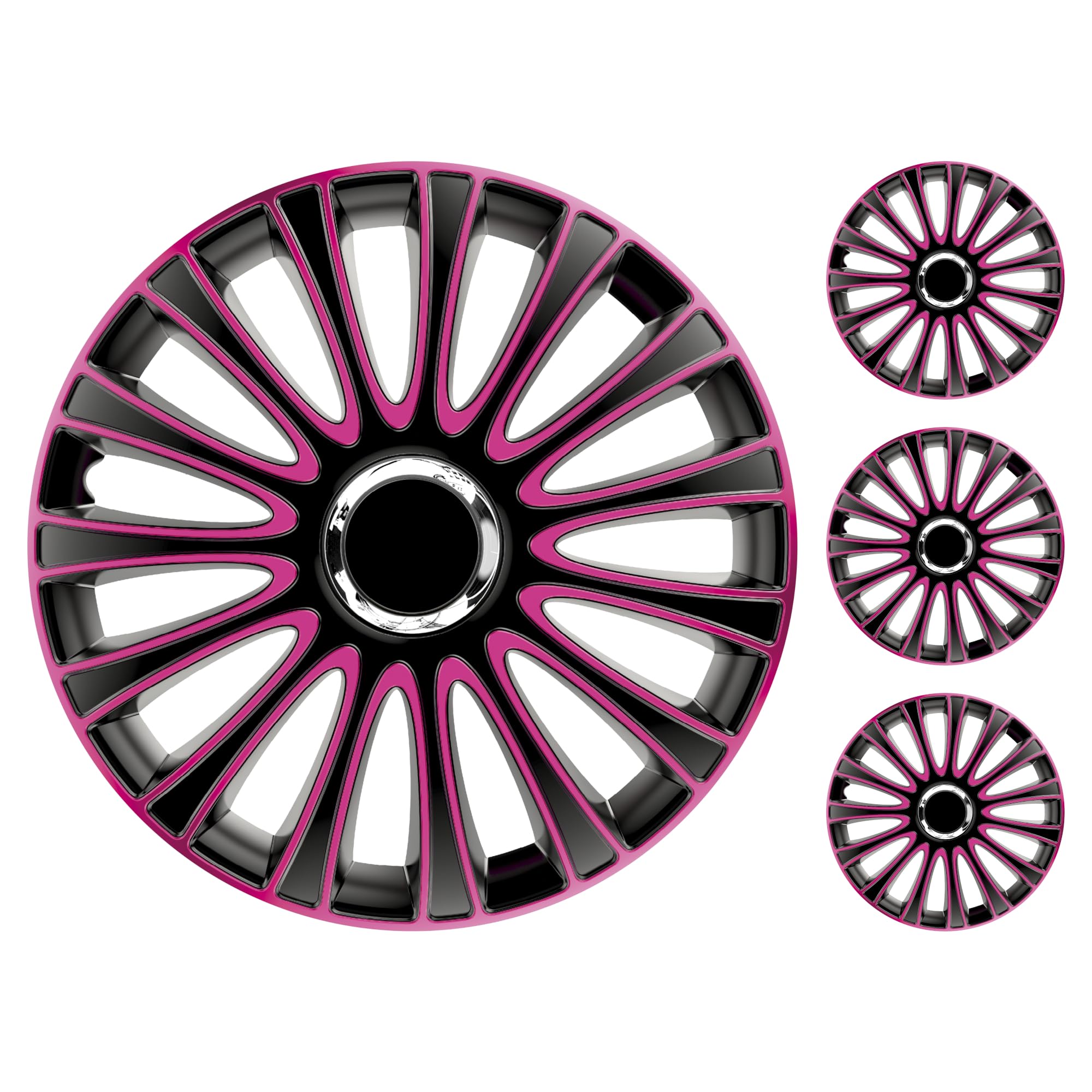 M MOTOS Jeu de 4 enjoliveurs 15 Pouces - Riez des Rayures avec Ces enjoliveurs 15 Pouces Souples et légers. Facile à Installer, Aucun Outil nécessaire, Protection Contre la décoloration!