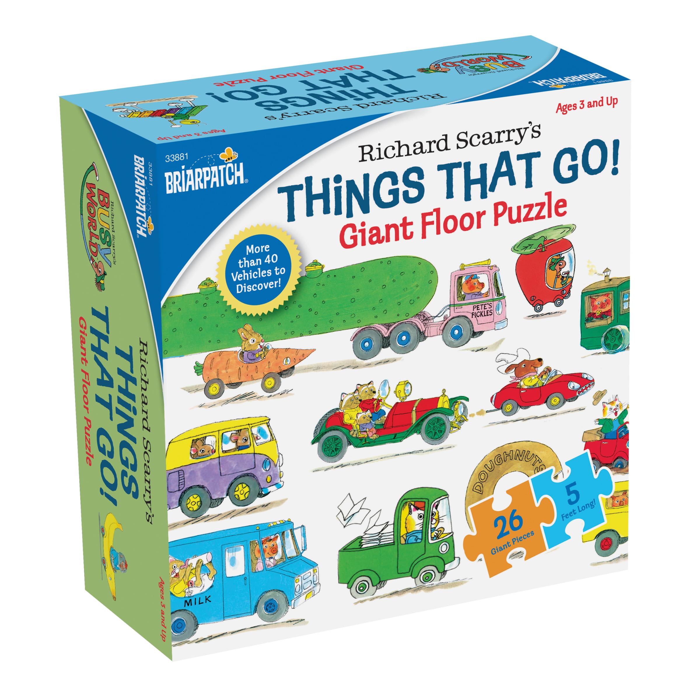 Richard Scarry Things That Go Seek and Find Giant Floor Puzzle, Learn by Finding Hidden Items from Four Classic Scenes from Richard Scarry's bestselling Busytown Books, for Ages 3+