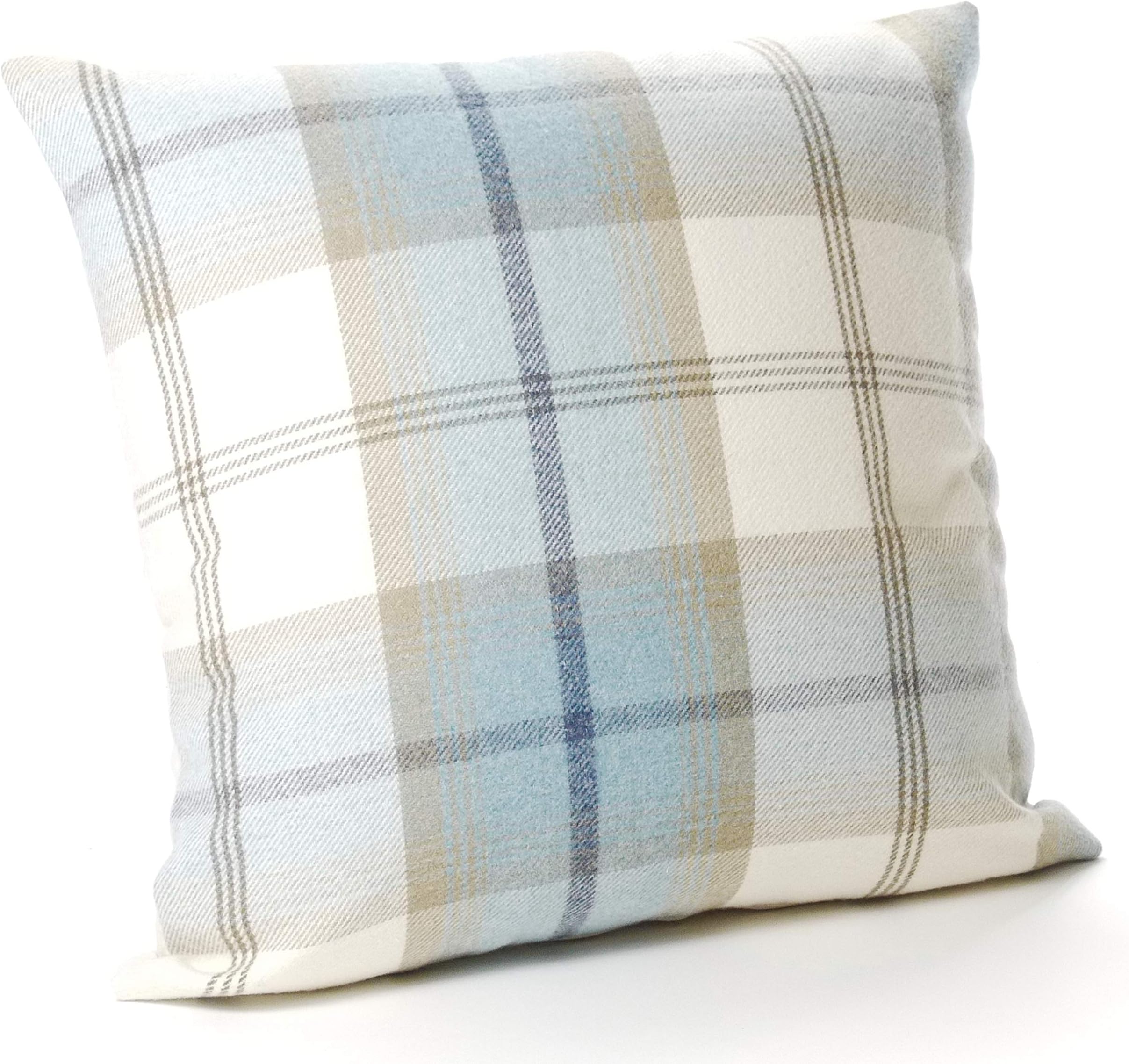 Large Highland Mist Tartan 22in x 22in Cushion Cover in Pale Blue