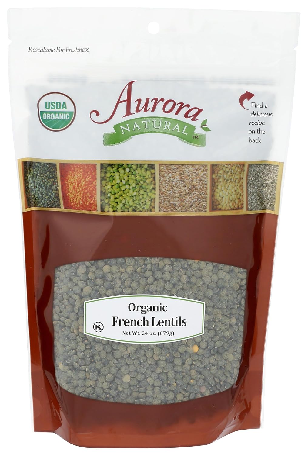Aurora Organic French Lentils, 24 Oz - Premium Whole Foods Market Packaged Beans for Salads & Sides