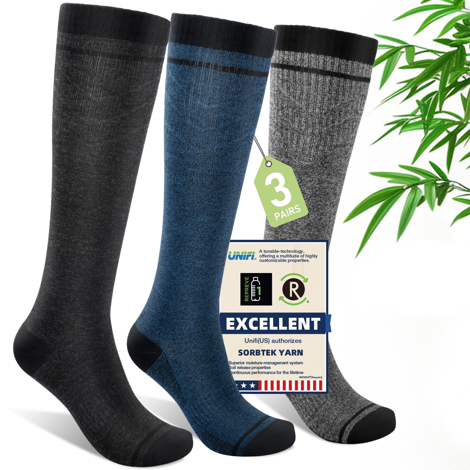 Compression Socks Women Men 15-20 mmHg Bamboo Viscose Knee High Soft Support for Flying Travel Daily