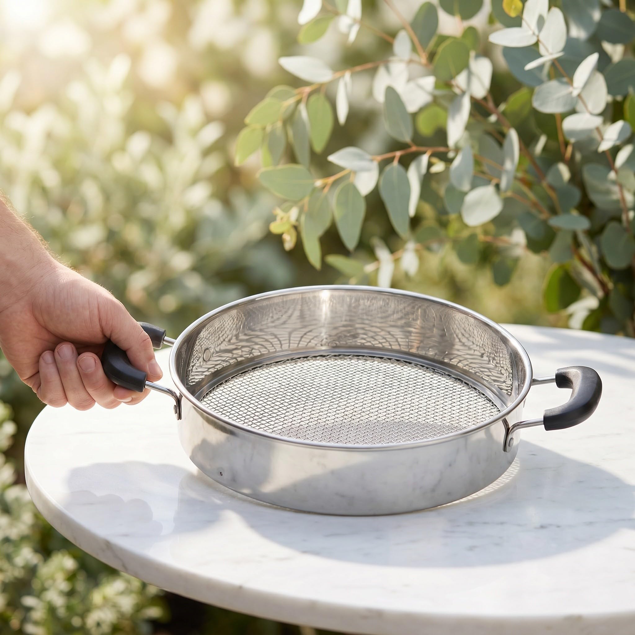 Setaccio per Terriccio con Manico, Acciaio Inox, 4 Griglie