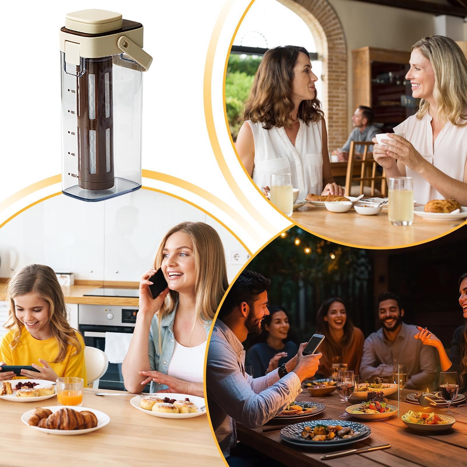 De Café Cold Brew - Botella 1000ml, Con Asa | Ayudante Para Recipiente Para Con Pico De Ancha, Bebidas Caseras, Limonada, Hogar, Cocina, Comedor, Uso Para La Vida Cotidia