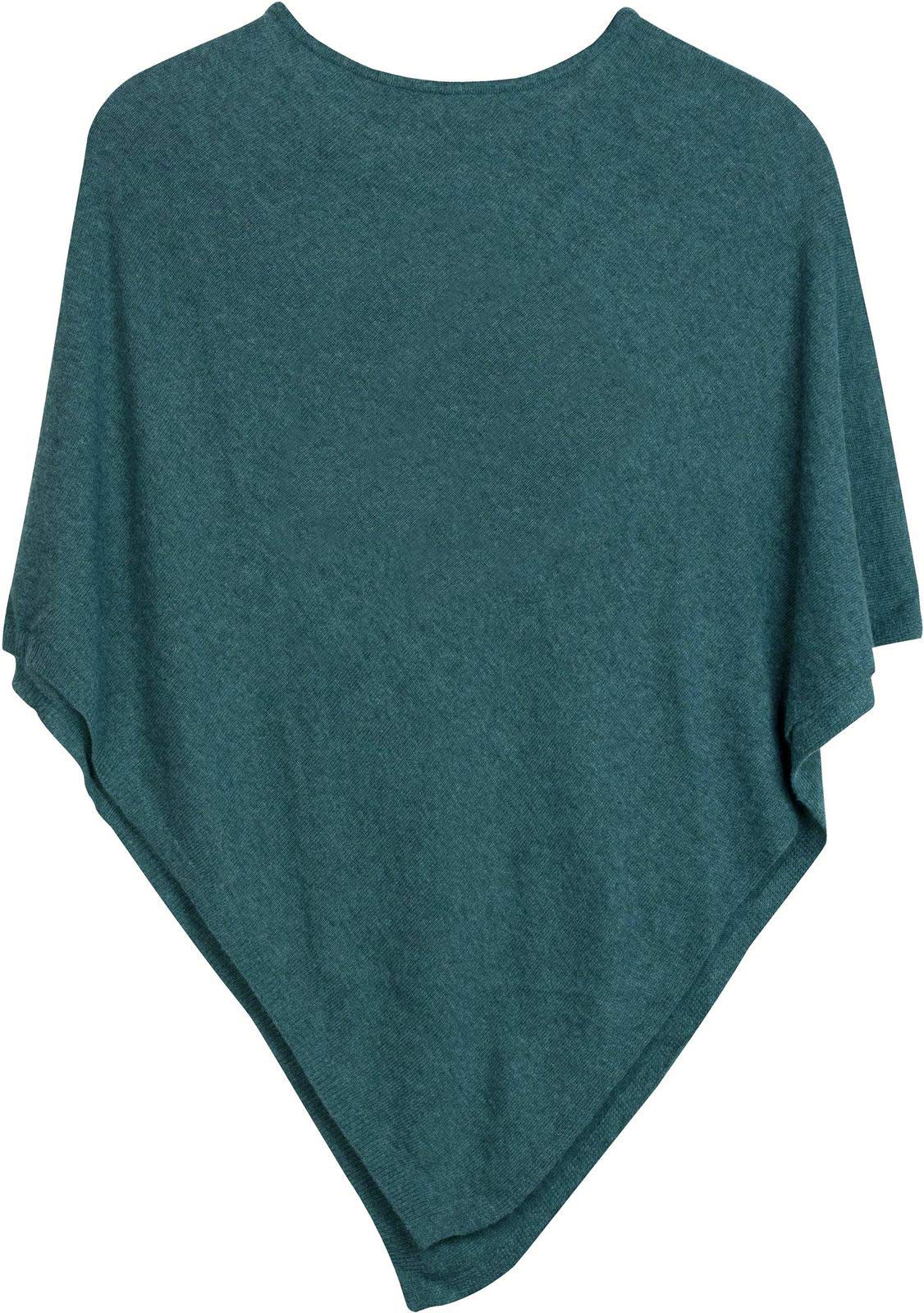 Stylebreaker Women's Petrol Soft Fine Knit Poncho In Plain, Round-Neck, 08010042, Colour: